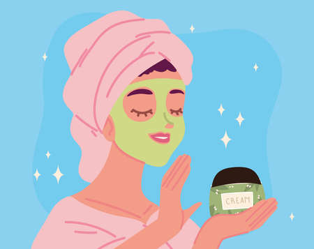 woman skin care maskのイラスト素材