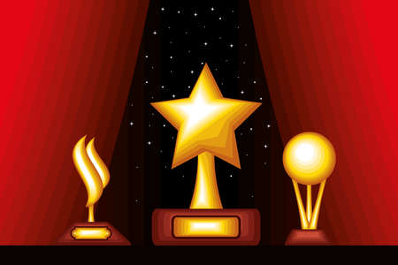 award trophies winのイラスト素材