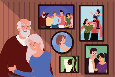 grandparents and family picturesのイラスト素材