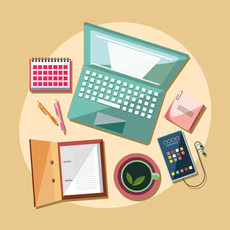 workplace office stuffのイラスト素材