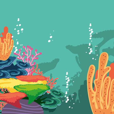 coral and reef cartoonのイラスト素材