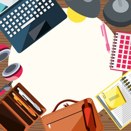 office desk and workspaceのイラスト素材