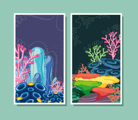 corals vertical bannersのイラスト素材
