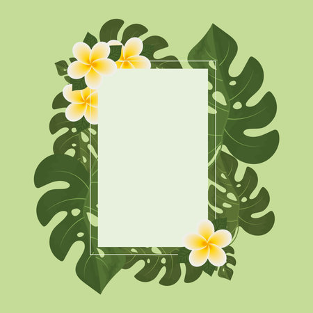 tropical flowers and leavesのイラスト素材