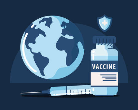 world vaccine syringeのイラスト素材