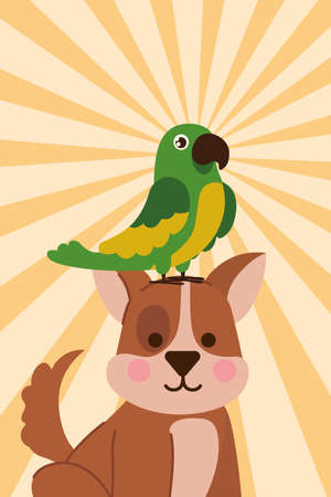 pets dog and parrotのイラスト素材