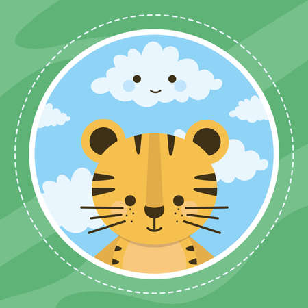 baby tiger stickerのイラスト素材