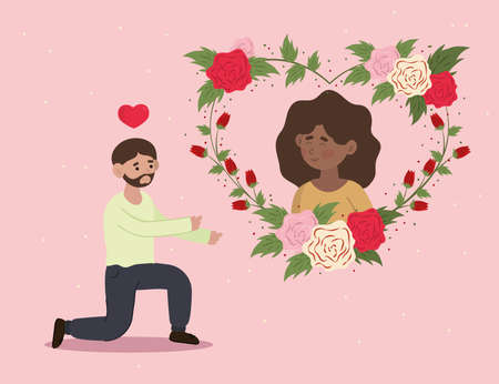 couple with flowersのイラスト素材