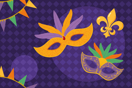 mardi gras decorative masksのイラスト素材