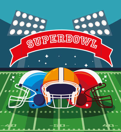 super bowl stadium and helmetのイラスト素材