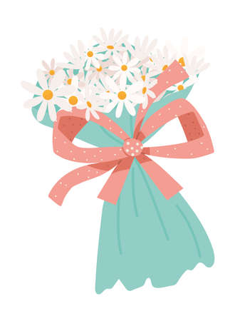 bouquet flower with bowのイラスト素材