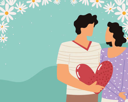 couple with heartのイラスト素材
