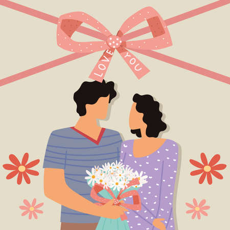 couple with bouquetのイラスト素材