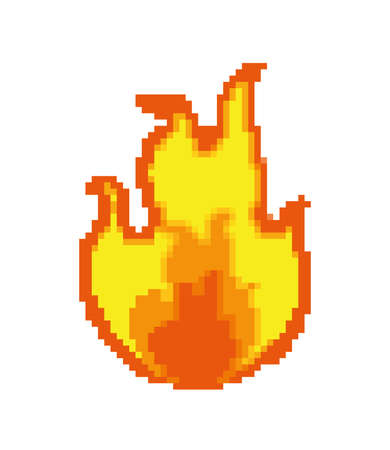 pixelated fire flameのイラスト素材