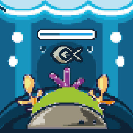 pixelated undersea fishのイラスト素材