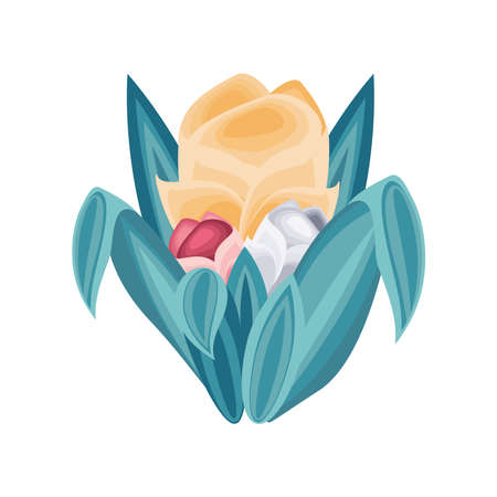 flowers and leavesのイラスト素材