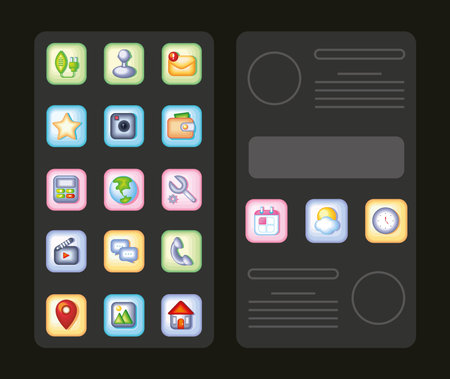 smartphone apps technologyのイラスト素材