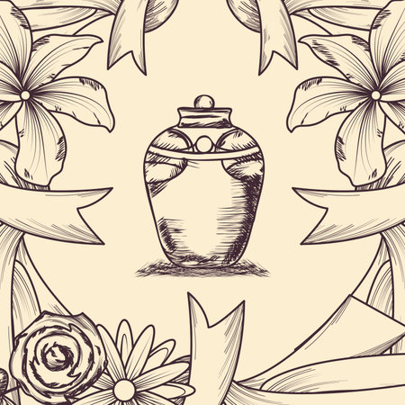 funeral urn flowersのイラスト素材