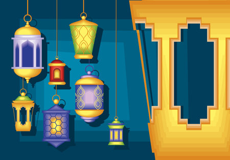 arabic lanterns lightのイラスト素材
