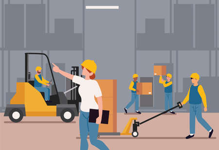 warehouse logistic delivery serviceのイラスト素材