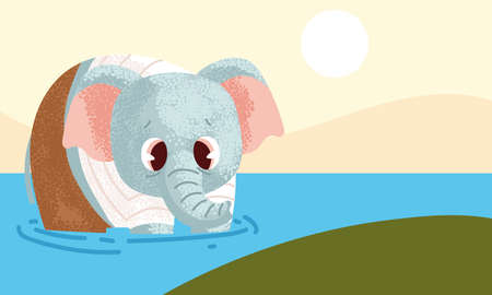 little cute elephantのイラスト素材