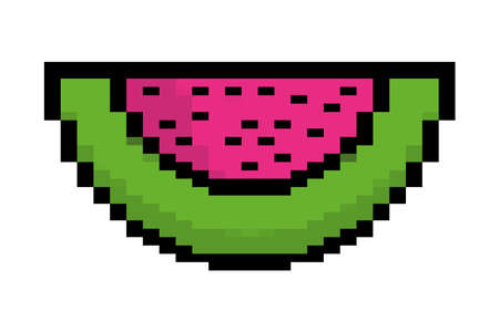 watermelon pixel iconのイラスト素材