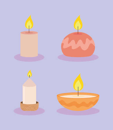 set of burning candlesのイラスト素材