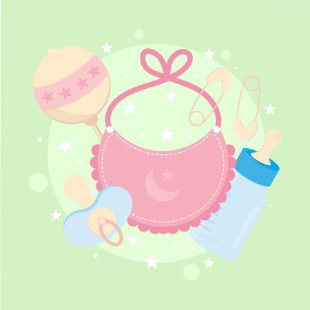 baby bib and bottleのイラスト素材