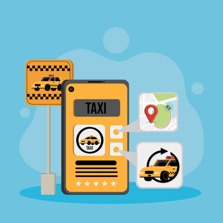 taxi service website appのイラスト素材