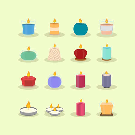 set of burning candlesのイラスト素材