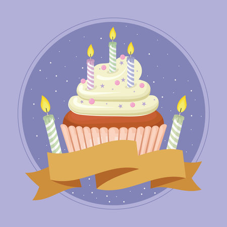 birthday cupcake and candlesのイラスト素材