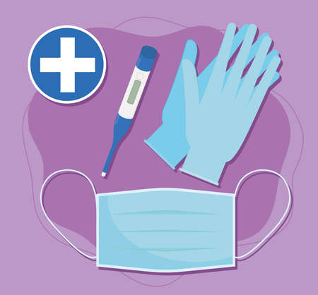 medical gloves and maskのイラスト素材