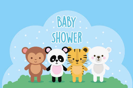 baby shower cute animalsのイラスト素材