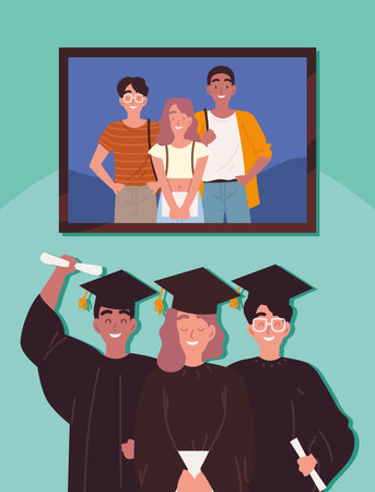 happy graduates collegeのイラスト素材