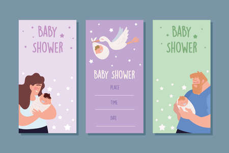 baby shower cards setのイラスト素材