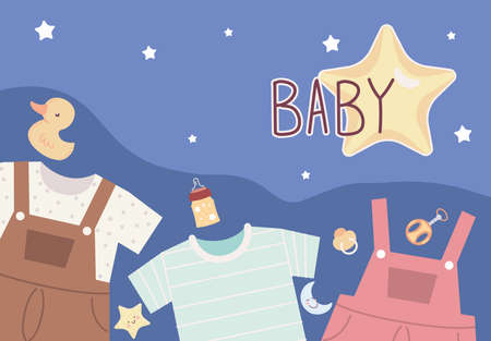 baby clothes and starsのイラスト素材