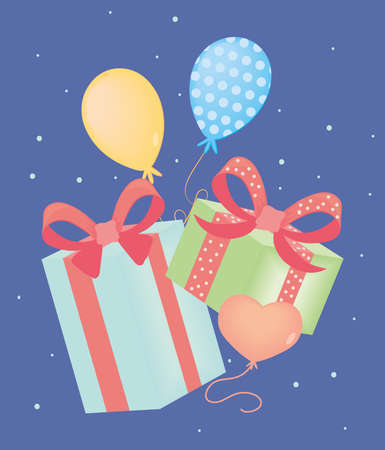 birthday balloons and giftsのイラスト素材