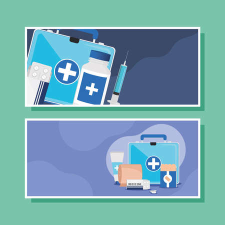 first aid kit horizontal bannerのイラスト素材