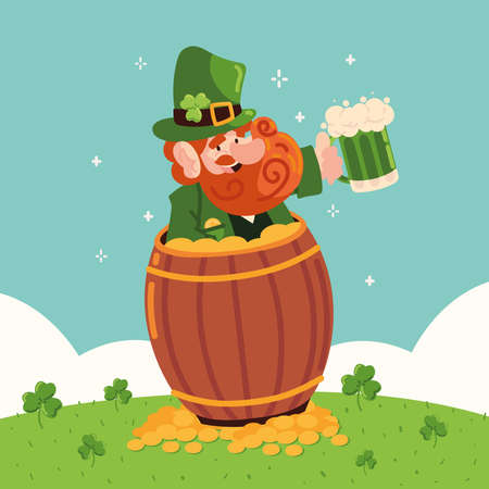 st patricks day elf with beerのイラスト素材
