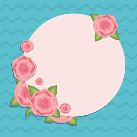 flowers rose round labelのイラスト素材