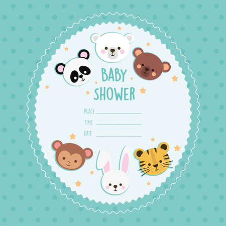 baby shower invitation with animalsのイラスト素材
