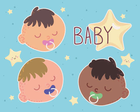 cute babies facesのイラスト素材