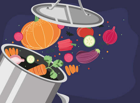 vegetables in a potのイラスト素材