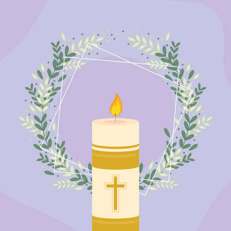 lit candle and wreathのイラスト素材