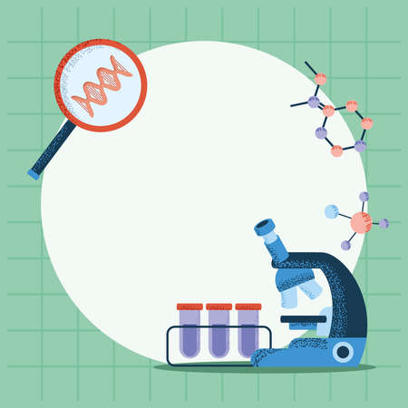laboratory study microscope dnaのイラスト素材