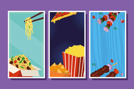 fast food vertical bannerのイラスト素材