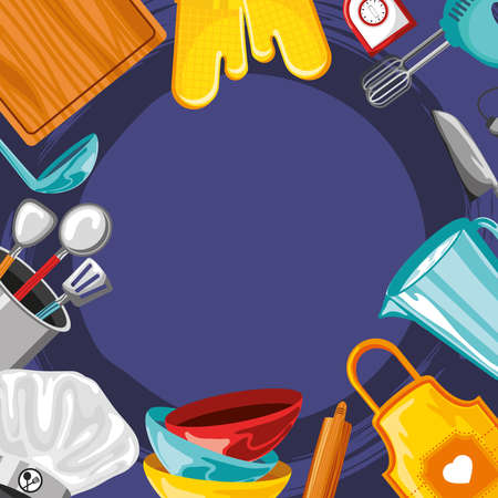 kitchen tools backgroundのイラスト素材