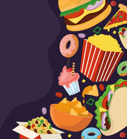 fast food productsのイラスト素材