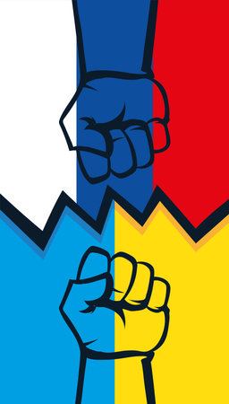 conflict between russia and ukraineのイラスト素材