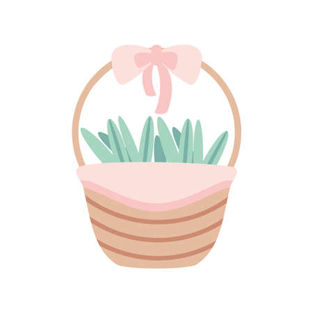 basket with leavesのイラスト素材